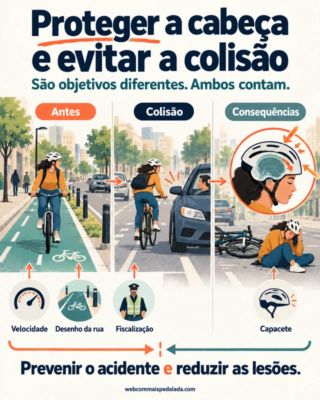 Prevenir a colisão e reduzir as lesões: medidas que atuam em momentos diferentes.