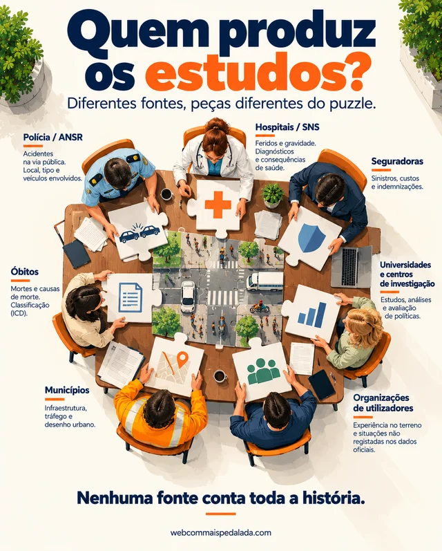 Quem produz os estudos? Diferentes fontes, peças diferentes do puzzle da sinistralidade.